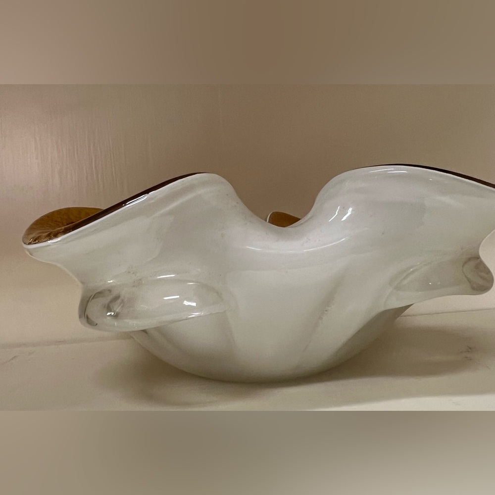 Vintage Murano Vetreria Fratelli Toso Rolled Sides Hollow Canes Cased Bowl - Picture 7 of 11